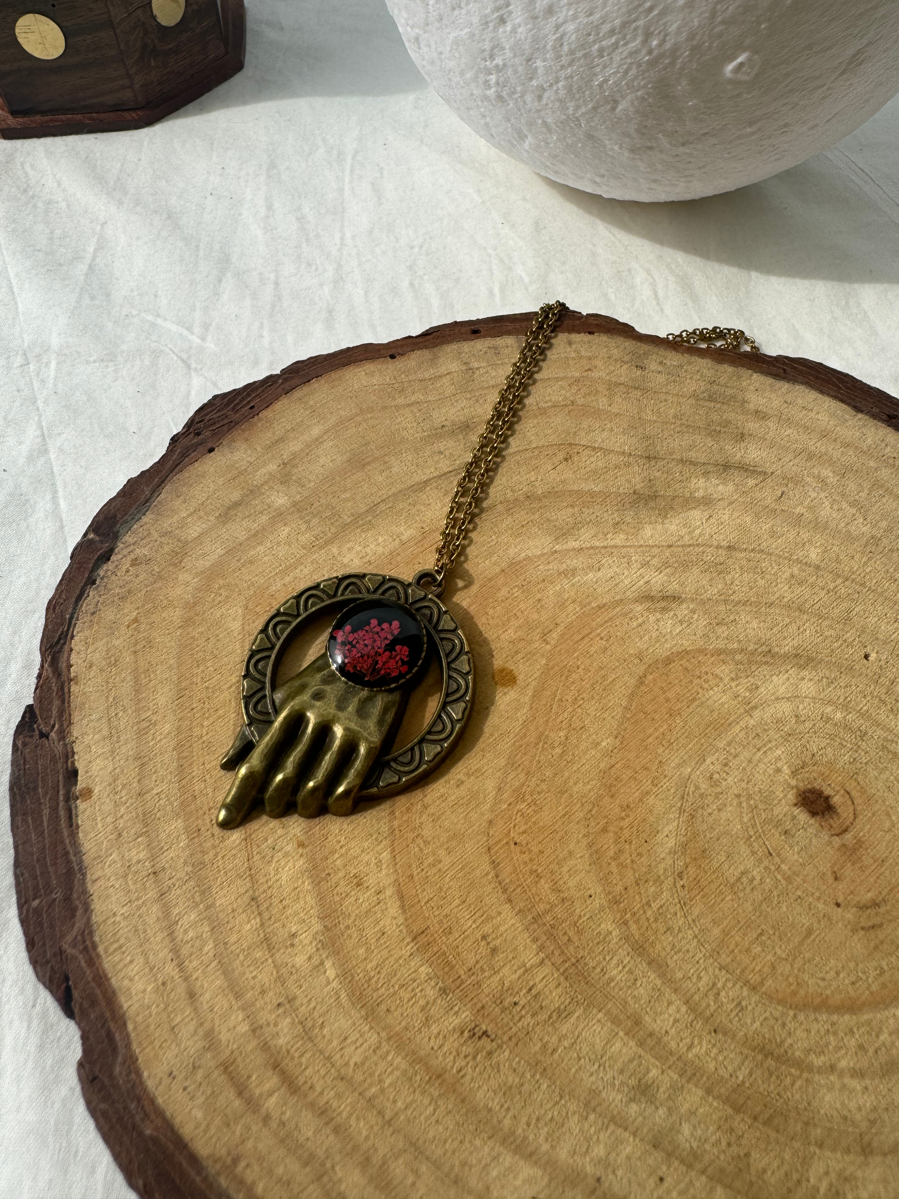 THE HAND CHARM - Pressed Flower Necklace